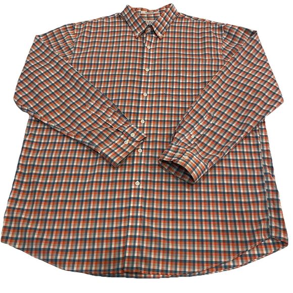 LL Bean Mens Tall Orange Plaid Traditional Fit Button Down Outdoor XL - Picture 2 of 13